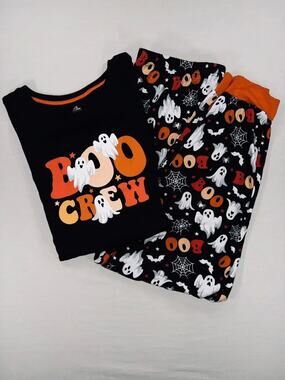 Way To Celebrate Halloween Pajama Set Womens L 12-14 Boo Crew Spooky Ghost